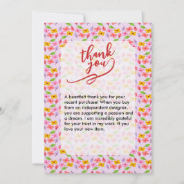 Schattig Pastel Bloemmotief Zachte Roze Meisjesach Bedankkaart