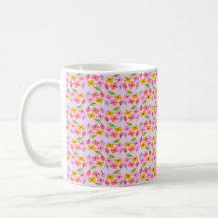 Schattig Pastel Bloemmotief Zachte Roze Meisjesach Koffiemok