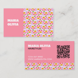 Schattig Pastel Bloemmotief Zachte Roze Meisjesach Visitekaartje