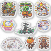 Schattig Pastel Chibi Halloween Karakter Sticker (Voorkant)