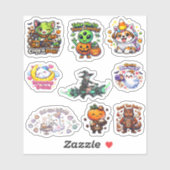 Schattig Pastel Chibi Halloween Karakter Sticker (Vel)