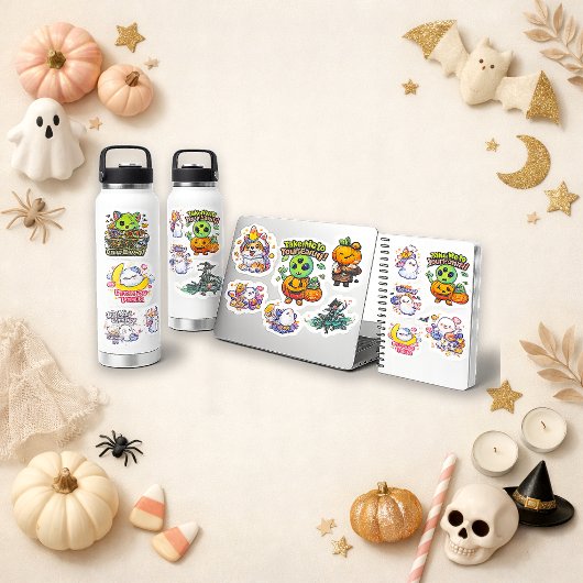 Schattig Pastel Chibi Halloween Karakter Sticker