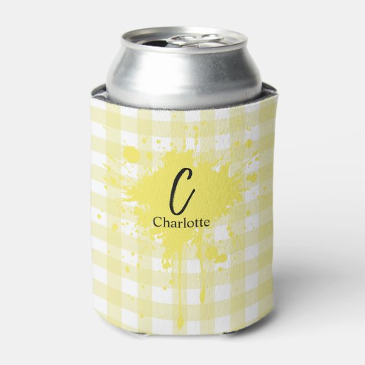 Schattig Pastel Gele Gingham Blikjeskoeler (Blikje Voorkant)