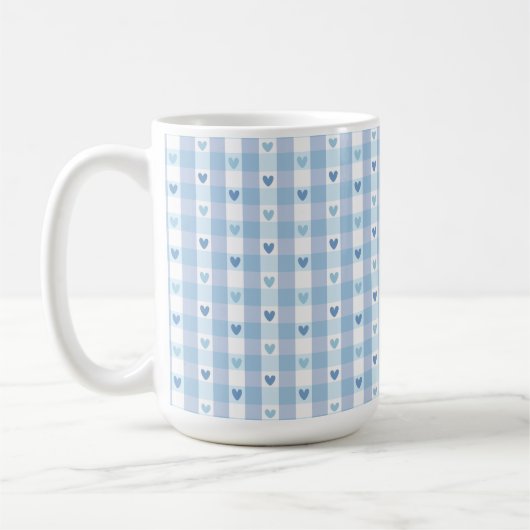 Schattig Pastel Geruit Liefdesontwerp Koffiemok (Links)