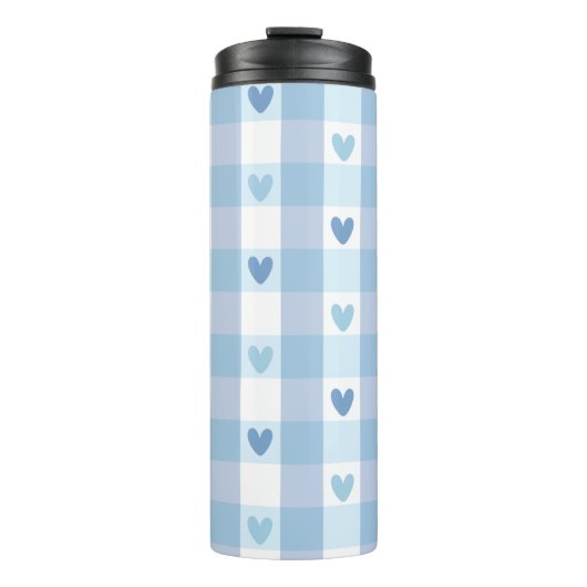 Schattig Pastel Geruit Liefdesontwerp Thermosbeker (Voorkant)