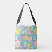 Schattig pastel gestreept strand hut patroon crossbody tas (Voorkant)