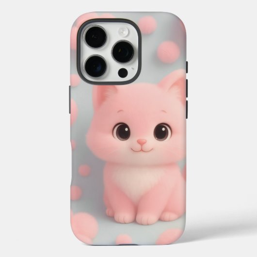 Schattig Pastel Kat Hoesje voor iPhone 16 Pro (Achterkant)
