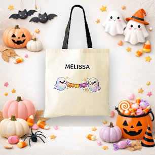 Schattig Pastel Kawaii Spookje Trick or Treat-ontw Tote Bag