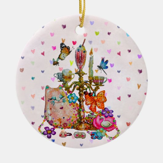 Schattig Pastel Keramisch Ornament (Voorkant)