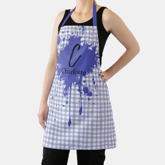 Schattig Pastel Marineblauw Gingham Schort (Insitu)