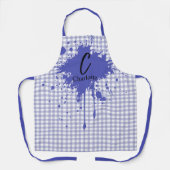 Schattig Pastel Marineblauw Gingham Schort (Voorkant)