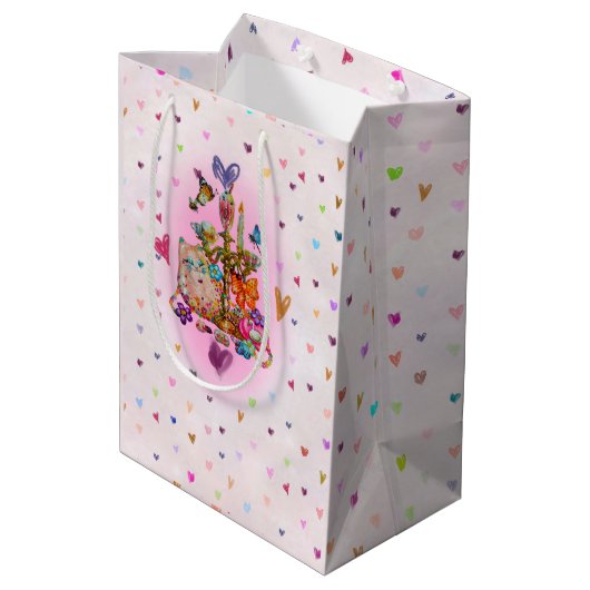 Schattig Pastel Medium Cadeauzakje (Achterkant Gekanteld)