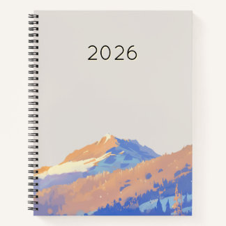 Schattig Pastel Paars Minimalistisch Berglandschap Notitieboek