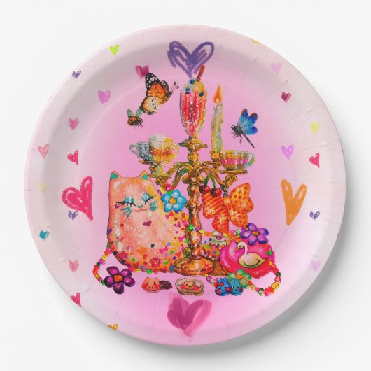 Schattig Pastel Papieren Bordje (Voorkant)