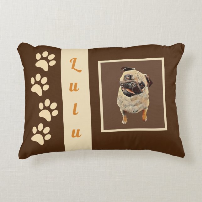 Schattig  Pastel Pug Accent Kussen (Voorkant)
