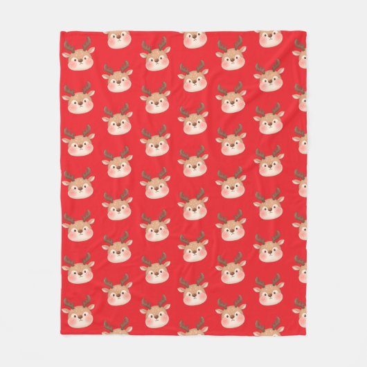 Schattig Pastel Rendierhoofd Fleece Deken (Voorkant)