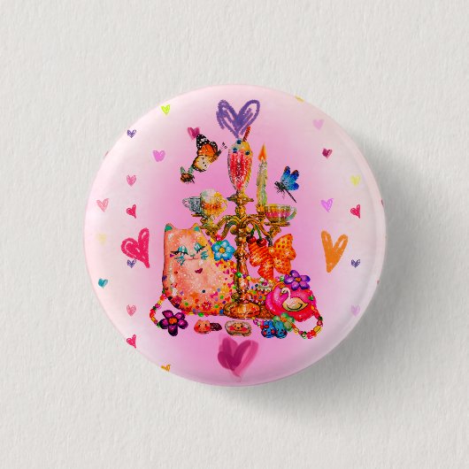 Schattig Pastel Ronde Button 3,2 Cm (Voorkant)