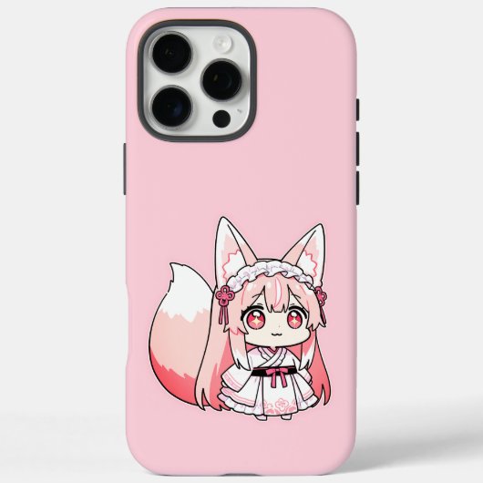 Schattig Pastel Roze Chibi VosMeisje Case-Mate iPhone Case (Achterkant)