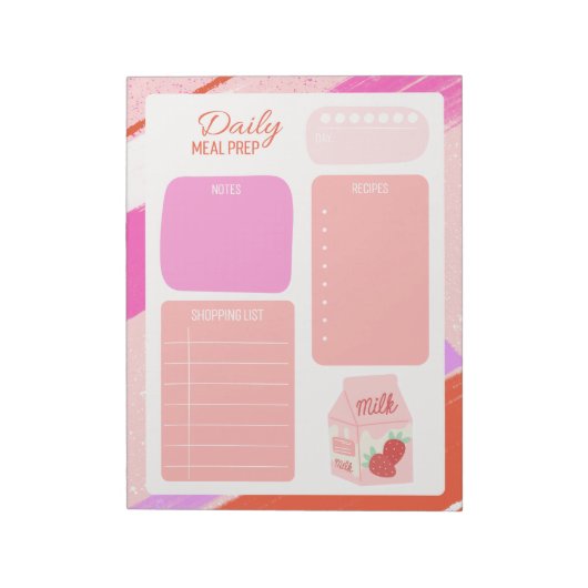 Schattig pastel roze dagelijkse boodschappenlijst notitieblok (Linkerzijde)