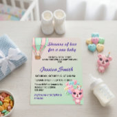 Schattig Pastel Roze en Mint Groen Baby shower Kaart
