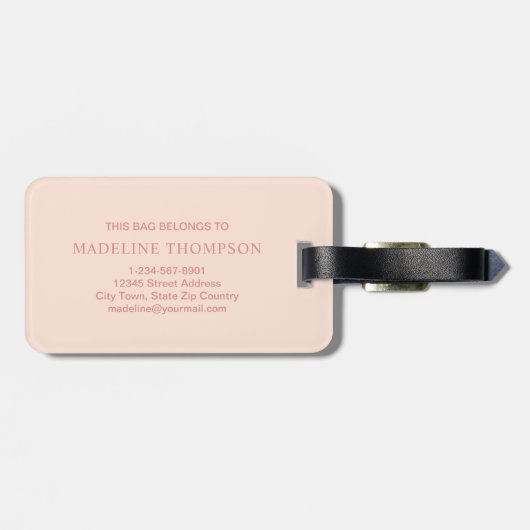 Schattig pastel roze hart patroon script monogram bagagelabel (Achterkant horizontaal)