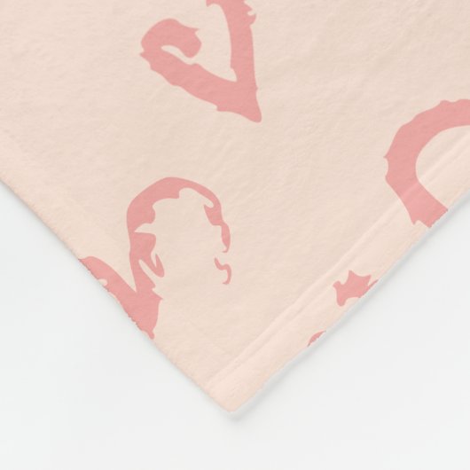 Schattig pastel roze hart patroon script monogram fleece deken (Hoek)