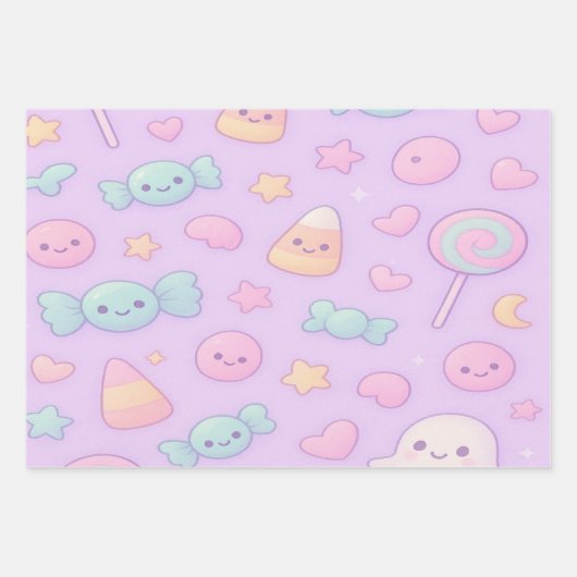 Schattig Pastel Spoken Halloween, Inpakpapier Vel (Voorkant)