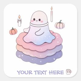 Schattig Pastel Spook Halloween Kawaii Roze en Paa Vierkante Sticker