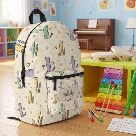 Schattig Pastel Terug naar School Liniaal Patroon  Bedrukte Rugzak