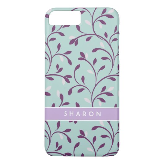Schattig pastel turquoise bloemmotief monogram Case-Mate iPhone case (Achterkant)