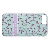 Schattig pastel turquoise bloemmotief monogram Case-Mate iPhone case (Achterkant (Horizontaal))