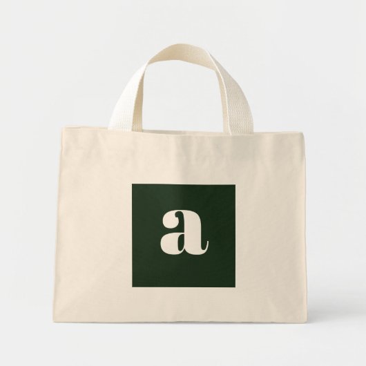 Schattig Pastel Wit Groen Monogram Mini Tote Bag (Voorkant)