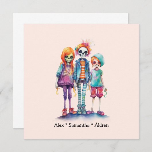Schattig Pastel Zombie Trio - Schattige Halloween (Voorkant / Achterkant)