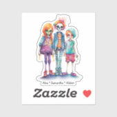 Schattig Pastel Zombie Trio - Schattige Halloween Sticker (Vel)