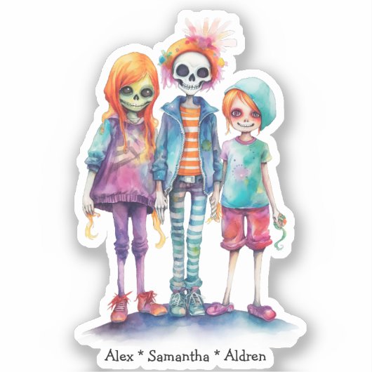 Schattig Pastel Zombie Trio - Schattige Halloween Sticker (Voorkant)