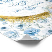 Schattig pastelblauw bloemetjes goud boho custom s poster (Hoek)