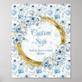 Schattig pastelblauw bloemetjes goud boho custom s poster (Voorkant)