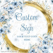 Schattig pastelblauw bloemetjes goud boho custom s poster