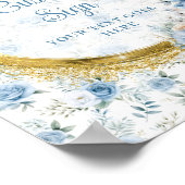 Schattig pastelblauw bloemetjes goud boho custom s poster (Hoek)