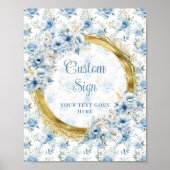 Schattig pastelblauw bloemetjes goud boho custom s poster (Voorkant)