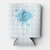Schattig Pastelblauw Gingham Blikjeskoeler (Voorkant)