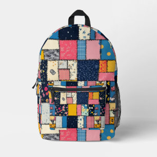 Schattig patchwork ontwerp, speels patroon bedrukte rugzak
