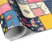 Schattig patchwork ontwerp, speels patroon cadeaupapier (Rol Hoek)