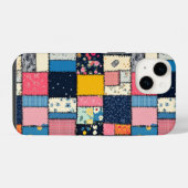 Schattig patchwork ontwerp, speels patroon iPhone hoesje (Achterkant horizontaal)