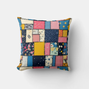 Schattig patchwork ontwerp, speels patroon kussen