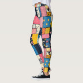 Schattig patchwork ontwerp, speels patroon leggings (Links)