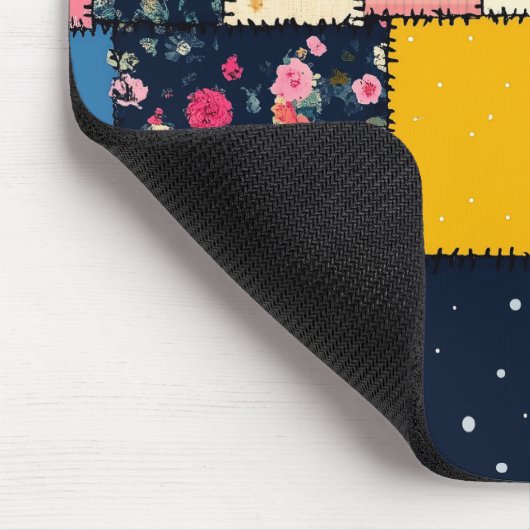 Schattig patchwork ontwerp, speels patroon muismat (Hoek)