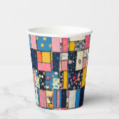 Schattig patchwork ontwerp, speels patroon papieren bekers (Rechts)