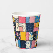 Schattig patchwork ontwerp, speels patroon papieren bekers (Voorkant)