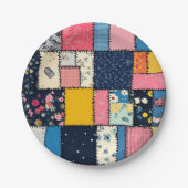 Schattig patchwork ontwerp, speels patroon papieren bordje (Voorkant)